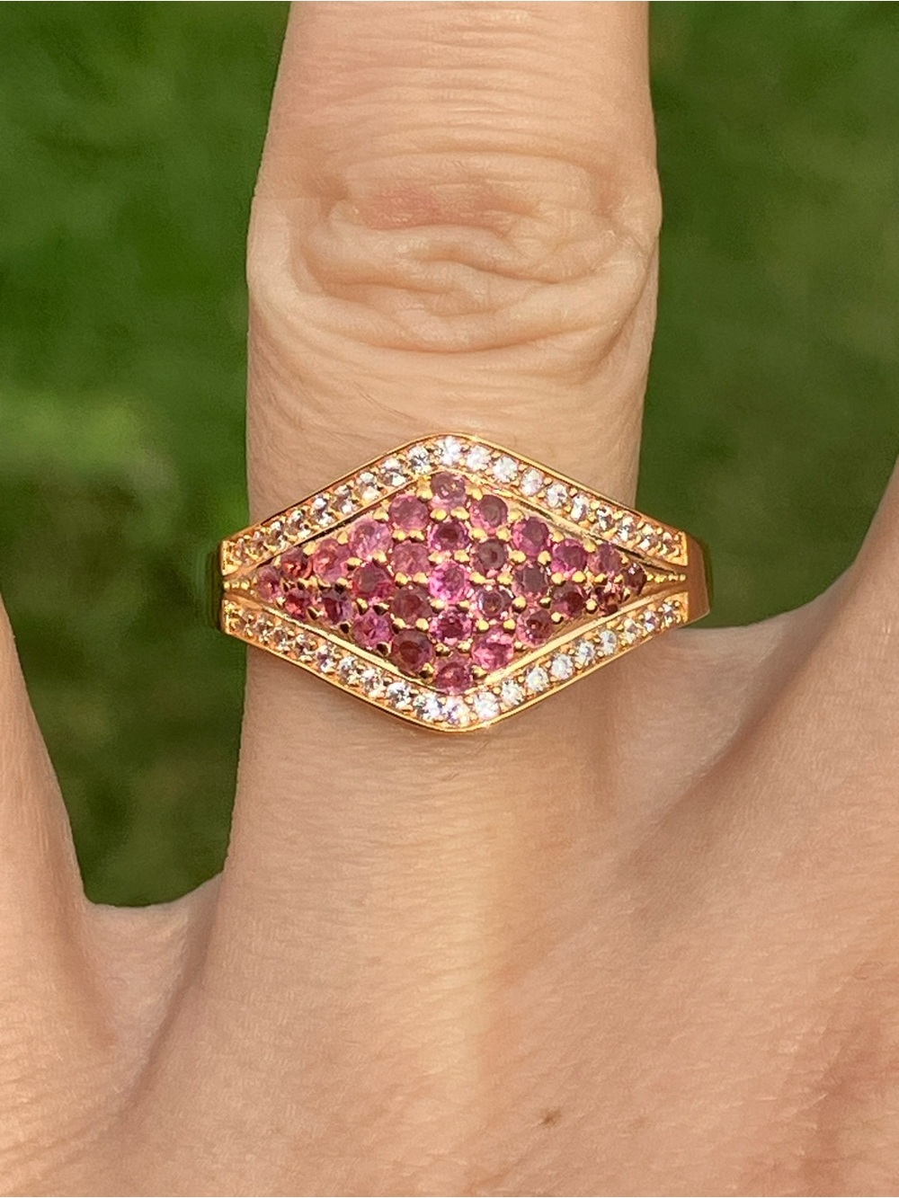Natural Pink Tourmaline (Rubellite) Sterling Silver Ring Size 8